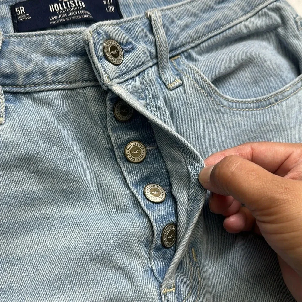 Hollister Womens Size 27 Low Rise Jean Legging Two Tone Denim Distressed Cut Off